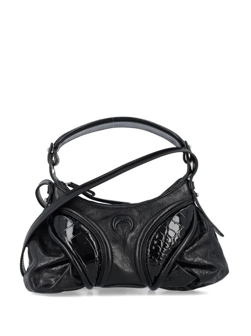 Black leather woman bag Marine Serre | WBA006CLEA0004BK99